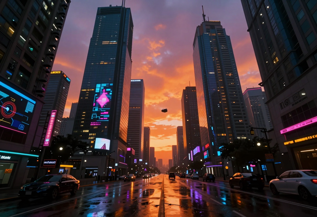 AI-generated cyberpunk cityscape